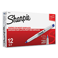 Sharpie Ultra Fine Tip Permanent Marker, Extra-Fine Needle Tip, Blue, Dozen (37003)