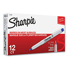 Sharpie Ultra Fine Tip Permanent Marker, Extra-Fine Needle Tip, Blue, Dozen (37003)