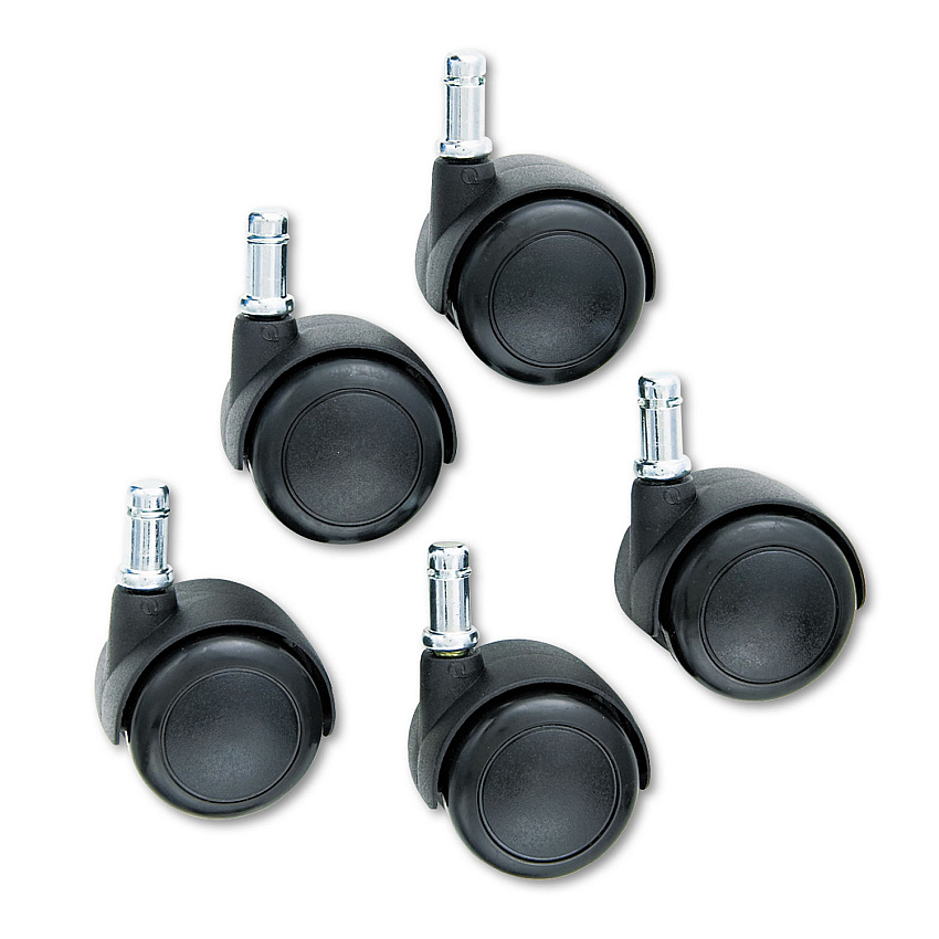 Safco TaskMaster Hard Floor Casters, Grip Ring Stem, 2" Wheel, Black, 5/Set (5132)