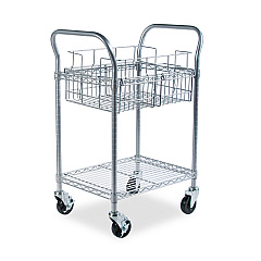 Safco Wire Mail Cart, 600-lb Capacity, 18.75w x 26.75d x 38.5h, Metallic Gray (5235GR)