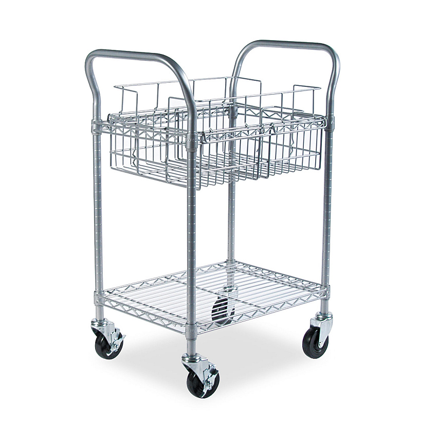 Safco Wire Mail Cart, 600-lb Capacity, 18.75w x 26.75d x 38.5h, Metallic Gray (5235GR)