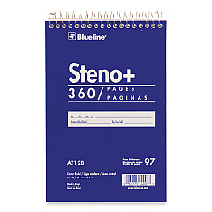 Blueline High-Capacity Steno Pad, Medium/College Rule, Blue Cover, 180 White 6 x 9 Sheets (AT12B)