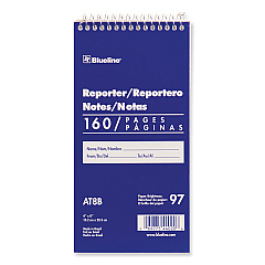 Blueline Reporters Note Pad, Medium/College Rule, Blue Cover, 80 White 4 x 8 Sheets (AT8B)