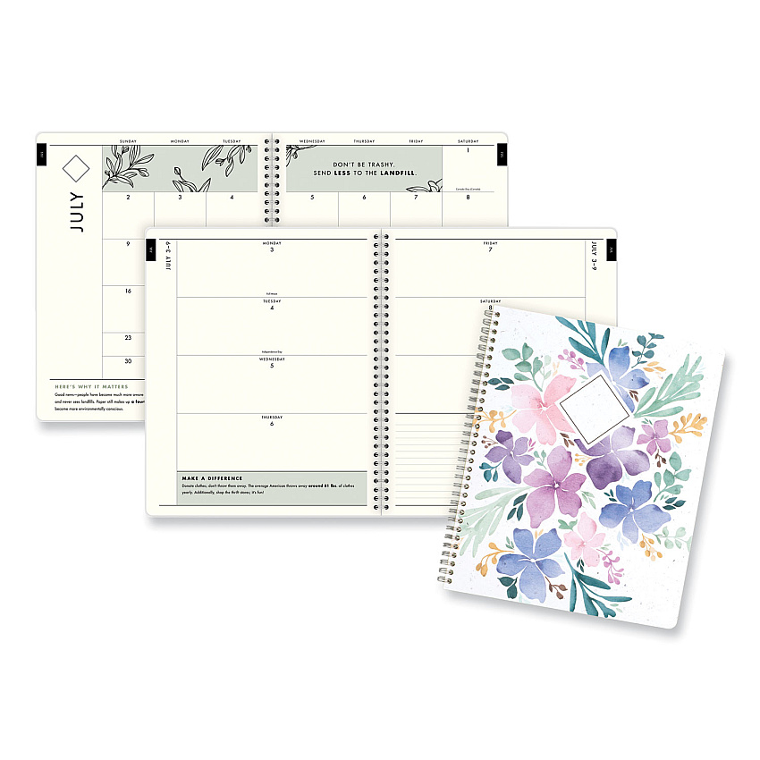 Cambridge GreenPath Academic Year Weekly/Monthly Planner, GreenPath Art, 11 x 9.87, Floral Cover, 12-Month (July to June): 2023 to 2024 (GP40905A)
