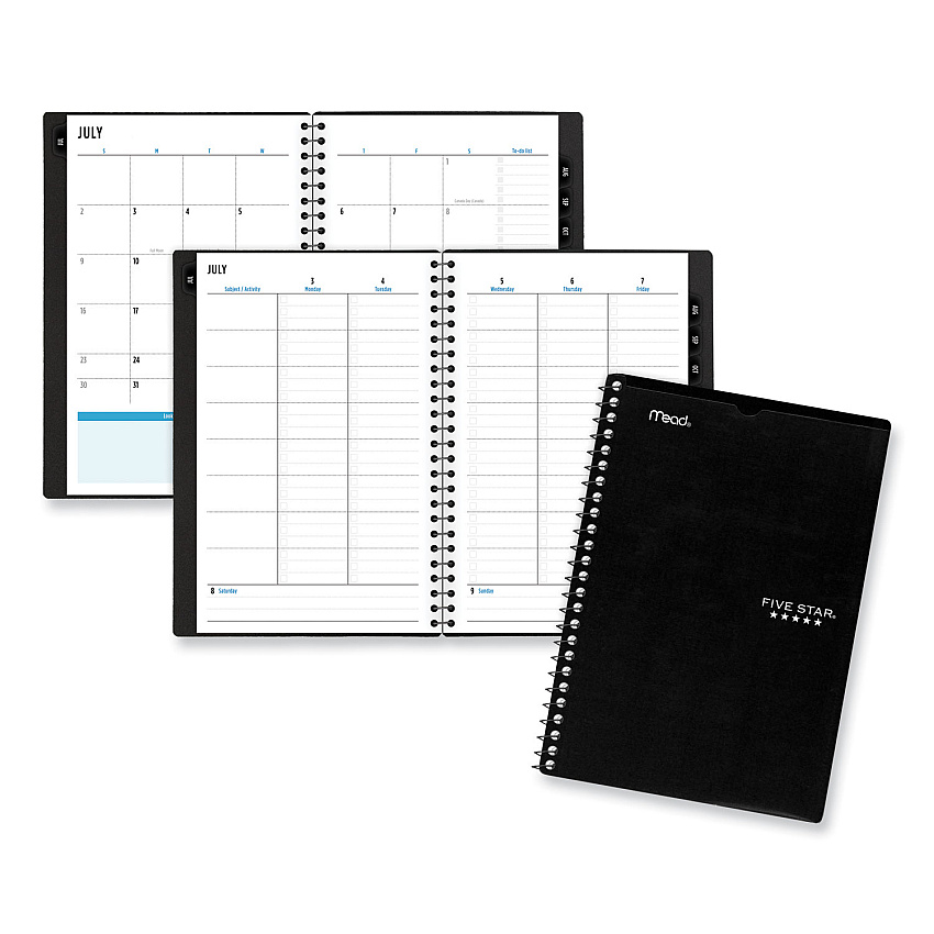 Five Star Academic Year Customizable Student Weekly/Monthly Planner, 8.5 x 6.75, 12-Month (July to June), 2024 to 2025 (CAW45100)