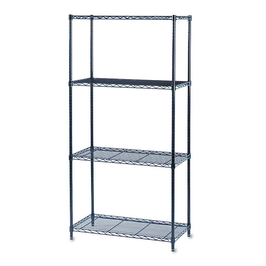 Safco Commercial Wire Shelving, Four-Shelf, 36w x 18d x 72h, Black (5276BL)