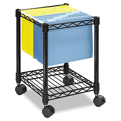 Safco Compact Mobile Wire File Cart, One-Shelf, 15.5w x 14d x 19.75h, Black (5277BL)
