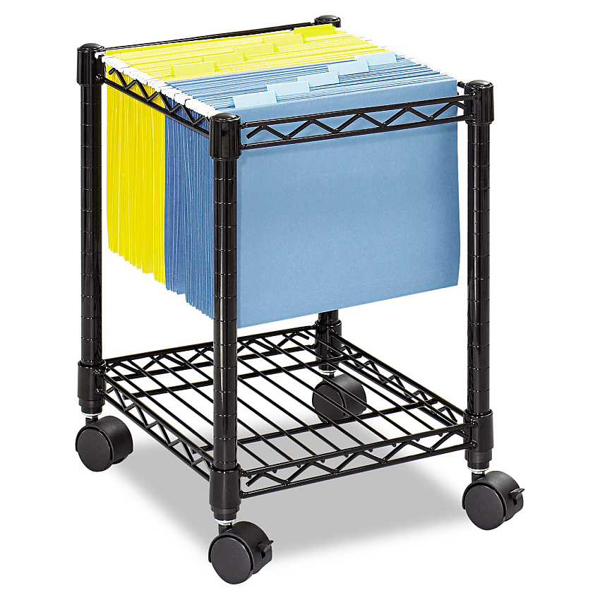 Safco Compact Mobile Wire File Cart, One-Shelf, 15.5w x 14d x 19.75h, Black (5277BL)