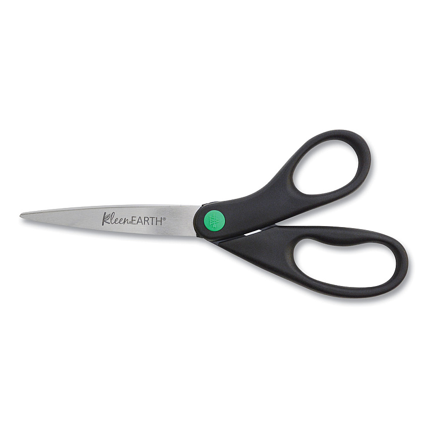 Westcott KleenEarth Scissors, 8" Long, 3.25" Cut Length, Black Straight Handle (41418)