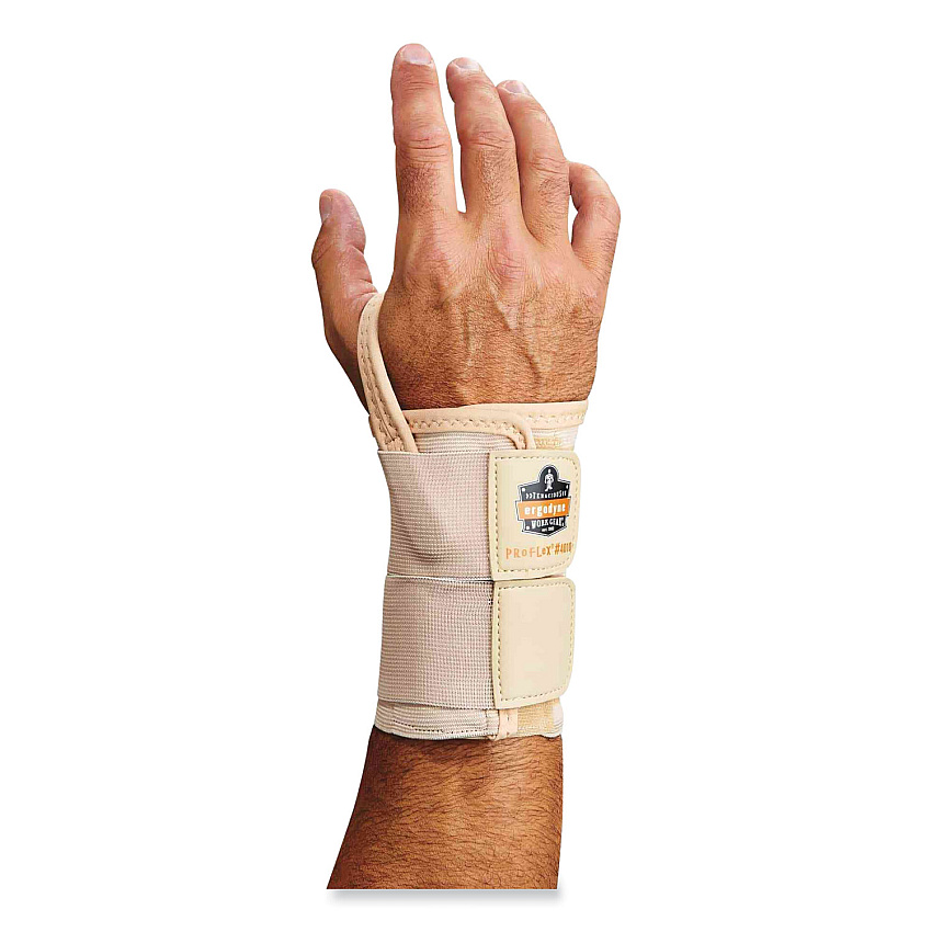 ergodyne ProFlex 4010 Double Strap Wrist Support, X-Large, Fits Left Hand, Tan (70138)