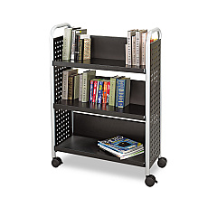 Safco Scoot Book Cart, Three-Shelf, 33w x 14.25d x 44.25h, Black (5336BL)