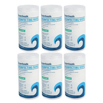 Boardwalk Disinfecting Wipes, 7 x 8, Fresh Scent, 75/Canister, 6 Canisters/Carton (BWK454W75)