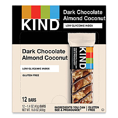 KIND Fruit and Nut Bars, Dark Chocolate Almond and Coconut, 1.4 oz Bar, 12/Box (19987)