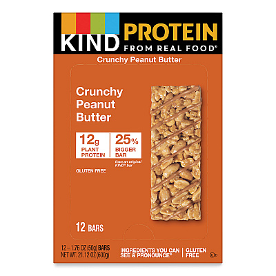 KIND Protein Bars, Crunchy Peanut Butter, 1.76 oz, 12/Pack (26026)