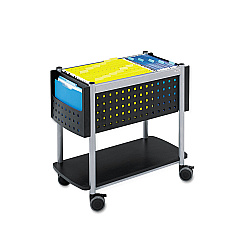 Safco Scoot Open Top Mobile File Cart, 28w x 14.75d x 26h, Black With Silver (5373BL)