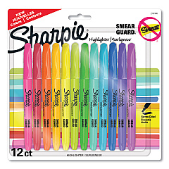 Sharpie Pocket Style Highlighters, Assorted Ink Colors, Chisel Tip, Assorted Barrel Colors, 12/Pack (2157490)