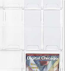 Safco Reveal Clear Literature Displays, 18 Compartments, 30w x 2d x 45h, Clear (5600CL)