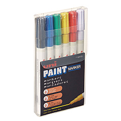 uni-Paint Permanent Marker, Fine Bullet Tip, Assorted Colors, 6/Set (63720)