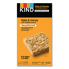 KIND Healthy Grains Bar, Oats and Honey with Toasted Coconut, 1.2 oz, 12/Box (18080)