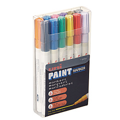 uni-Paint Permanent Marker, Fine Bullet Tip, Assorted Colors, 12/Set (63721)