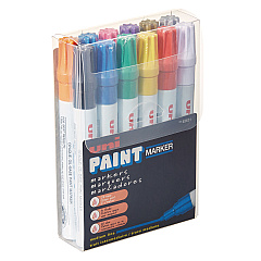 uni-Paint Permanent Marker, Medium Bullet Tip, Assorted Colors, 12/Set (63631)
