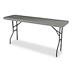 AbilityOne 7110017025671 SKILCRAFT Blow Molded Folding Tables, Rectangular, 72w x 18d x 29h, Charcoal Gray
