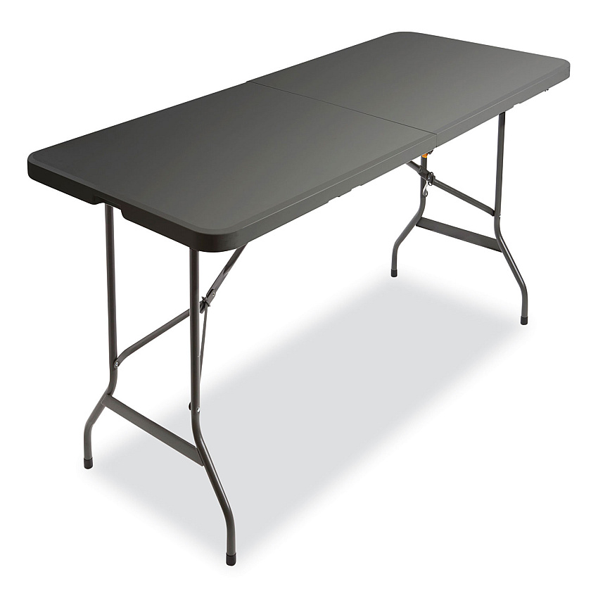 AbilityOne 7110017025670 SKILCRAFT Bi-Fold Folding Table, Rectangular, 30w x 69d x 26h, Charcoal Gray