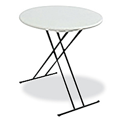 AbilityOne 7110017026955 SKILCRAFT Personal Adjustable Height Folding Table, 24" Diameter x 25h to 30h, Platinum Gray
