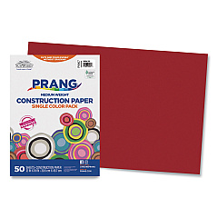 SunWorks Construction Paper, 58 lb Text Weight, 12 x 18, Holiday Red, 50/Pack (9907)