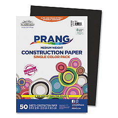 SunWorks Construction Paper, 58 lb Text Weight, 9 x 12, Black, 50/Pack (6303)
