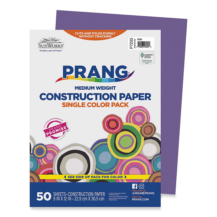 SunWorks Construction Paper, 58 lb Text Weight, 9 x 12, Violet, 50/Pack (7203)