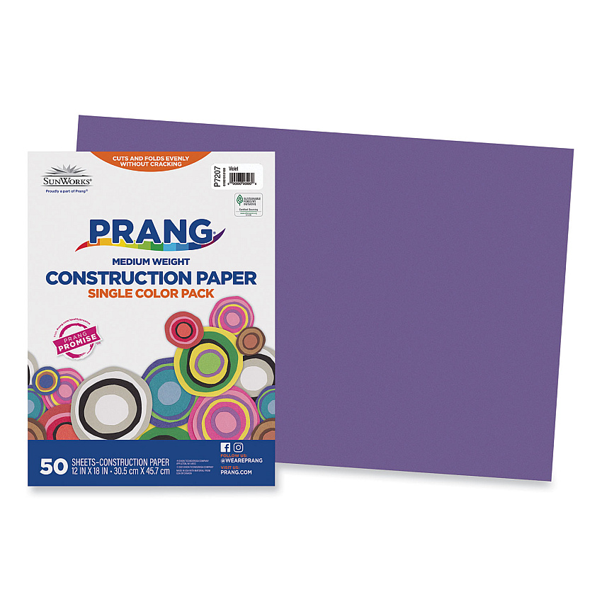 SunWorks Construction Paper, 58 lb Text Weight, 12 x 18, Violet, 50/Pack (7207)