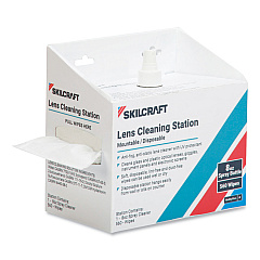 AbilityOne 654000NIB0080 SKILCRAFT Lens Cleaning Station, 8 oz Pump Bottle; 560 Wipes/Box