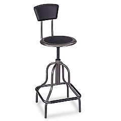 Safco Diesel Industrial Stool with Back, Supports Up to 250 lb, 22" to 27" Seat Height, Pewter (6664)