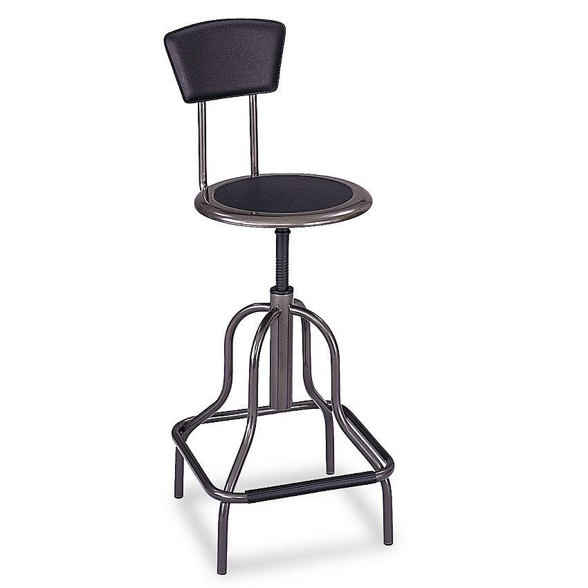 Safco Diesel Industrial Stool with Back, Supports Up to 250 lb, 22" to 27" Seat Height, Pewter (6664)