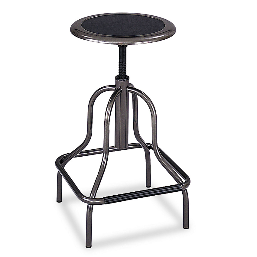 Safco Diesel Industrial Stool, Backless, Supports Up to 250 lb, 22" to 27" Seat Height, Pewter (6665)