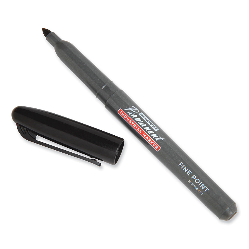 AbilityOne 7520017012064 SKILCRAFT Fine Point Industrial Grade Permanent Marker, Fine Bullet Tip, Black, Dozen
