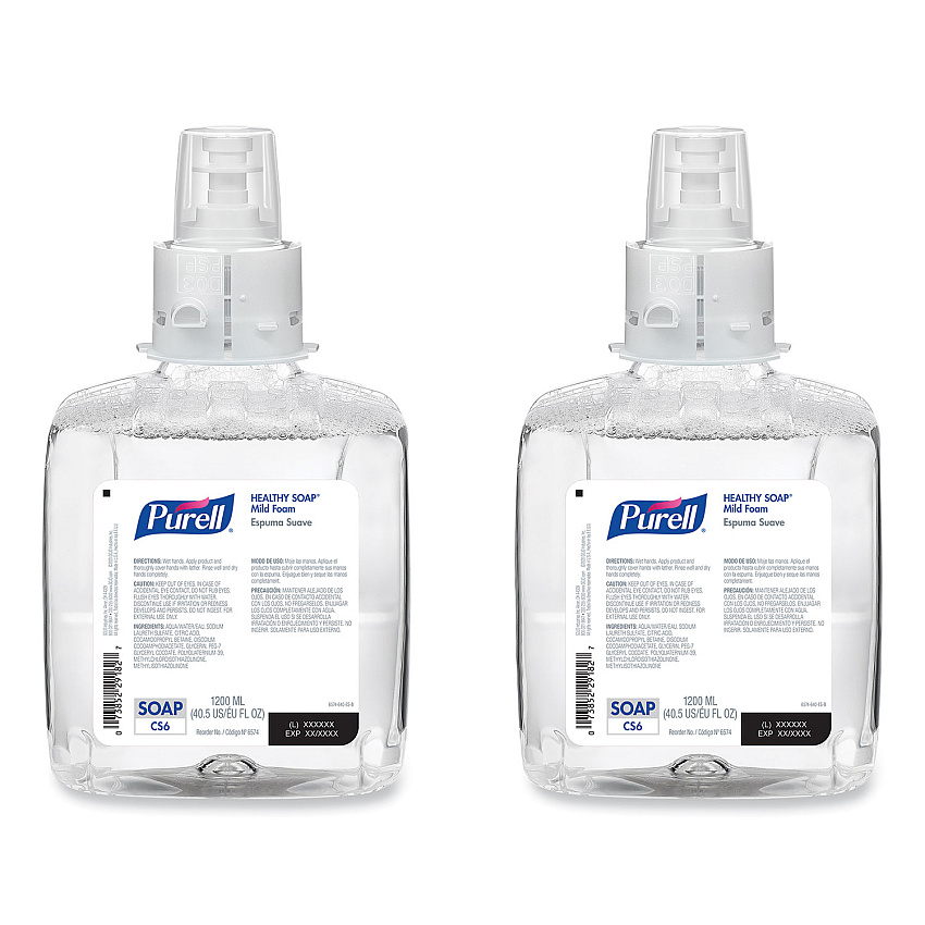 PURELL HEALTHY SOAP Mild Foam, For CS6 Dispensers, Fragrance-Free, 1,200 mL, 2/Carton (657402CT)