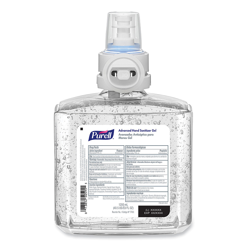PURELL Healthcare Advanced Gel Hand Sanitizer, 1,200 mL, Clean Scent, For ES8 Dispensers, 2/Carton (776302)