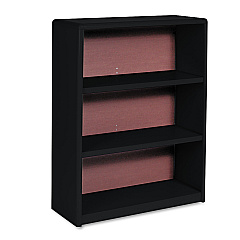 Safco Value Mate Series Metal Bookcase, Three-Shelf, 31.75w x 13.5d x 41h, Black (7171BL)