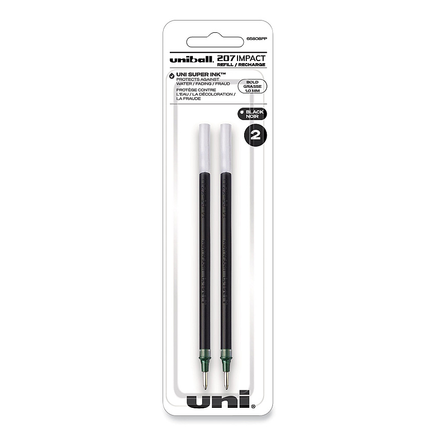 uni-ball Refill for Gel IMPACT Gel Pens, Bold Conical Tip, Black Ink, 2/Pack (65808)