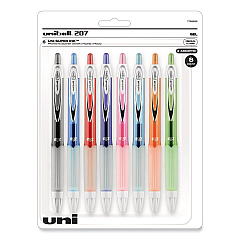 uni-ball Signo 207 Gel Pen, Retractable, Medium 0.7 mm, Assorted Ink and Barrel Colors, 8/Pack (1739929)