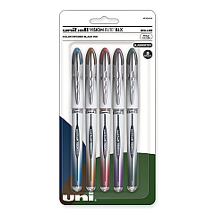 uni-ball VISION ELITE BLX Series Roller Ball Pen, Stick, Bold 0.8 mm, Assorted Ink and Barrel Colors, 5/Pack (1832404)