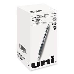 uni-ball Signo 207 Gel Pen Value Pack, Retractable, Medium 0.7 mm, Black Ink, Translucent Black Barrel, 36/Box (1921063)