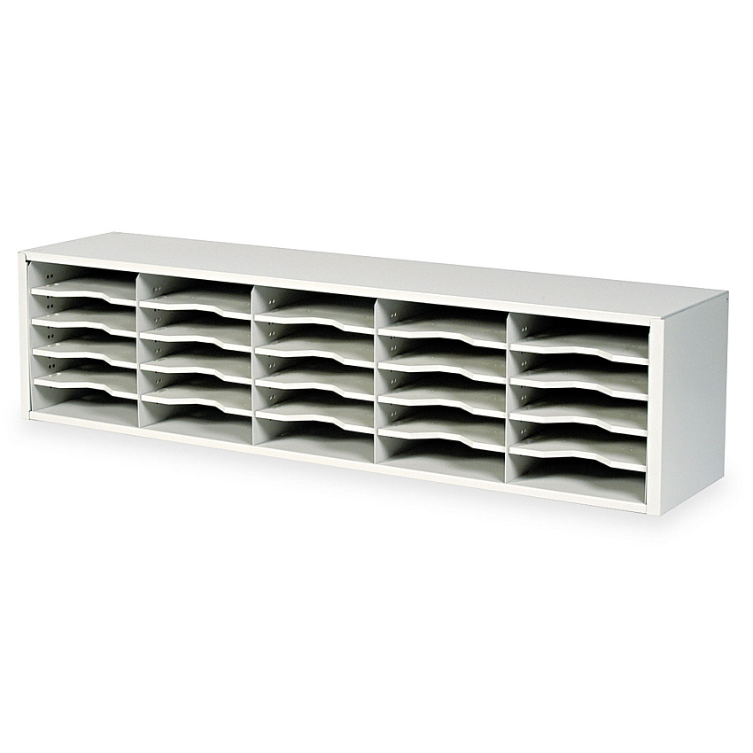 Safco E-Z Sort Steel Mail Sorter Module, 25 Compartments, 57.5 x 13 x 14.25, Light Gray, Ships in 1-3 Business Days (7751GR)