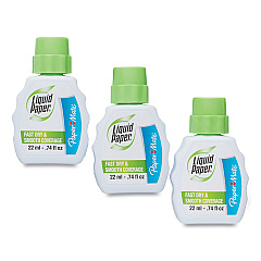 Paper Mate Liquid Paper Fast Dry Correction Fluid, 22 ml Bottle, White, 3/Pack (5643115)