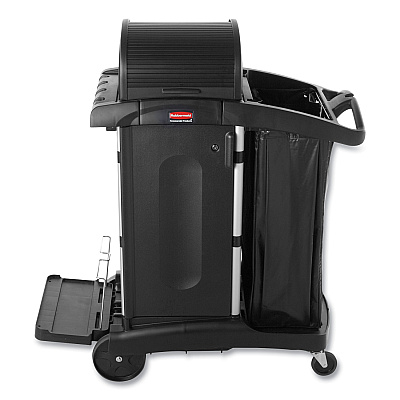 Rubbermaid Commercial High-Security Healthcare Cleaning Cart, 22w x 48.25d x 53.5h, Black (9T7500BK)