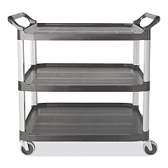 Rubbermaid Commercial Xtra Utility Cart, 300-lb Capacity, Three-Shelf, 20w x 40.63d x 37.8h, Gray (4091GRA)
