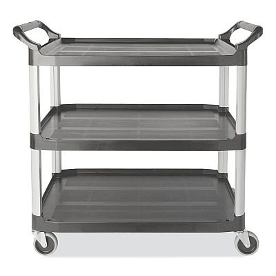 Rubbermaid Commercial Xtra Utility Cart, 300-lb Capacity, Three-Shelf, 20w x 40.63d x 37.8h, Gray (4091GRA)
