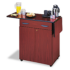 Safco Hospitality Service Cart, One-Shelf, 32.5w x 20.5d x 38.75h, Mahogany (8962MH)
